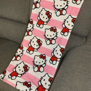 Hello Kitty Pink and White Striped Throw Blanket
